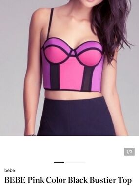 bebe Pink and Purple Bustier Camisole with Black Trim size L NWT